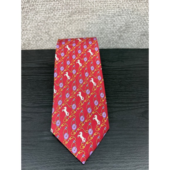 Trevisan Venezia Other - Trevisan Venezia Mens Red Silk Equestrian Horse Print Tie Made in Italy‎